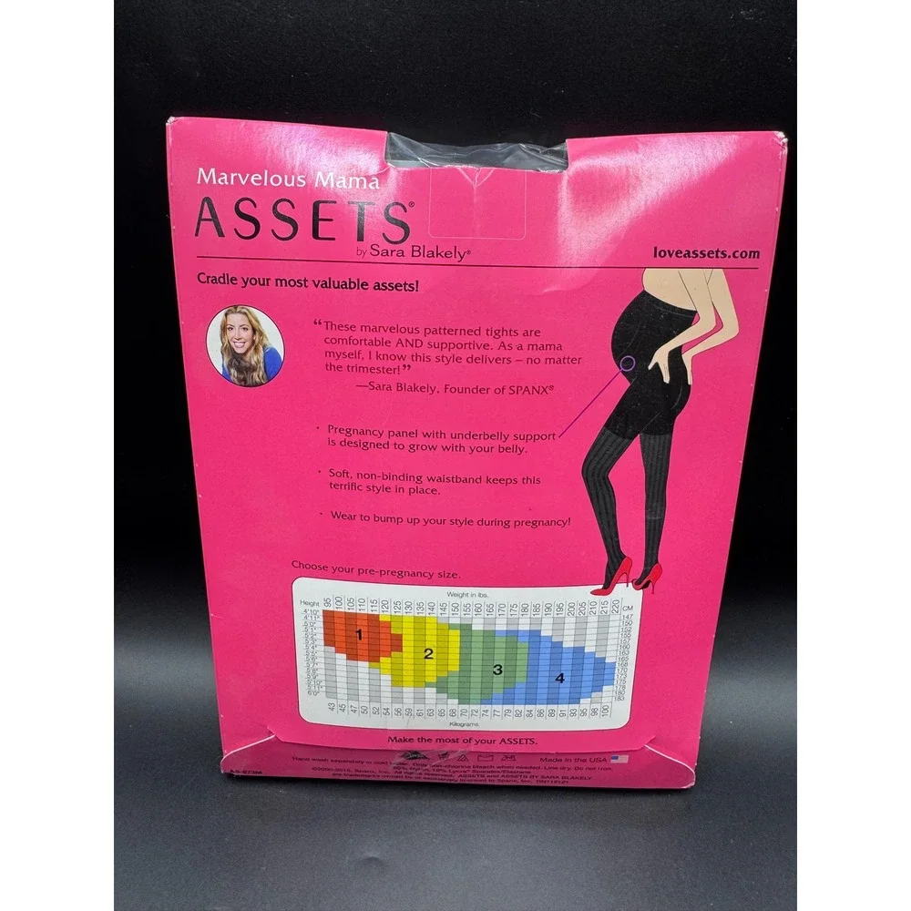 Assets by Sara Blakely Marvelous Mama Maternity Tights Black Opaque Stripe Sze 3